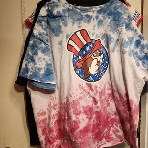 Patriotic Cartoon Graphic Tie-Dye T-Shirt